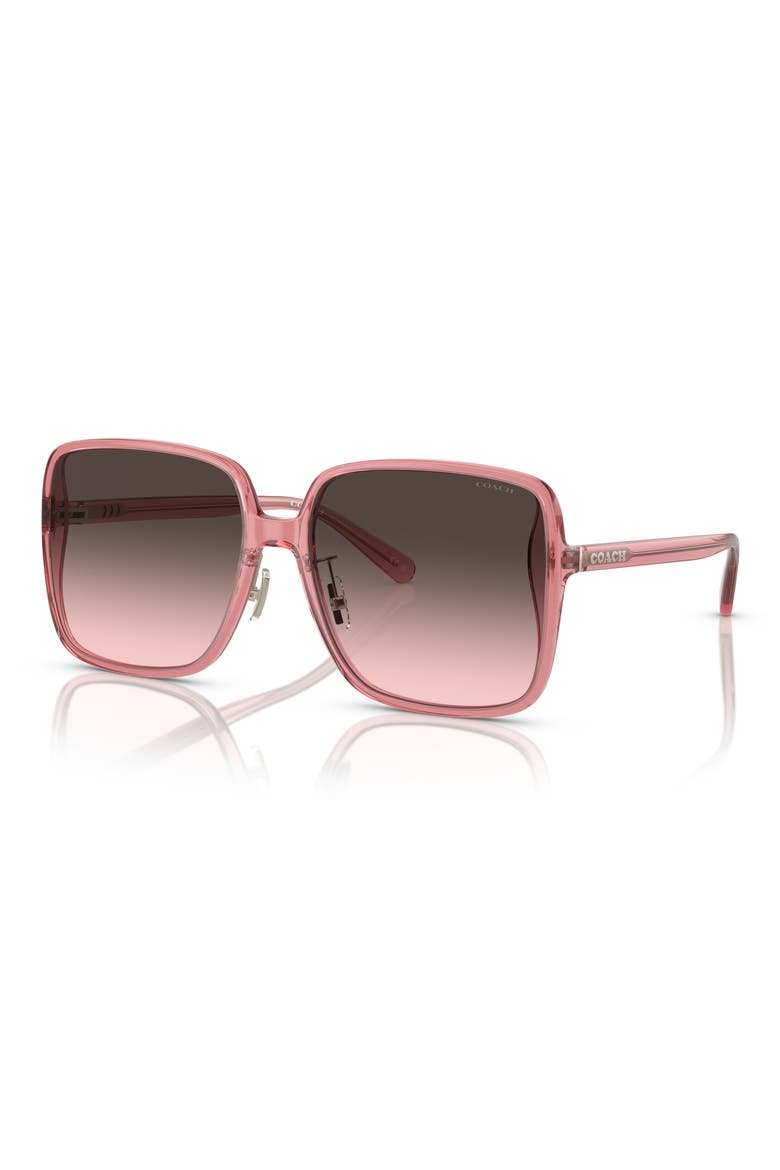 61mm Gradient Square Sunglasses, Alternate, color, GREY PINK