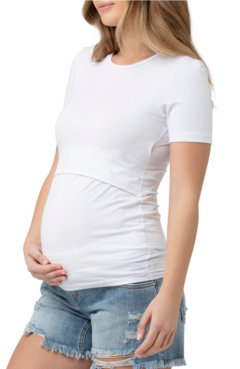 Ripe Maternity Stretch Organic Cotton Maternity/Nursing T-Shirt, Alternate, color, White