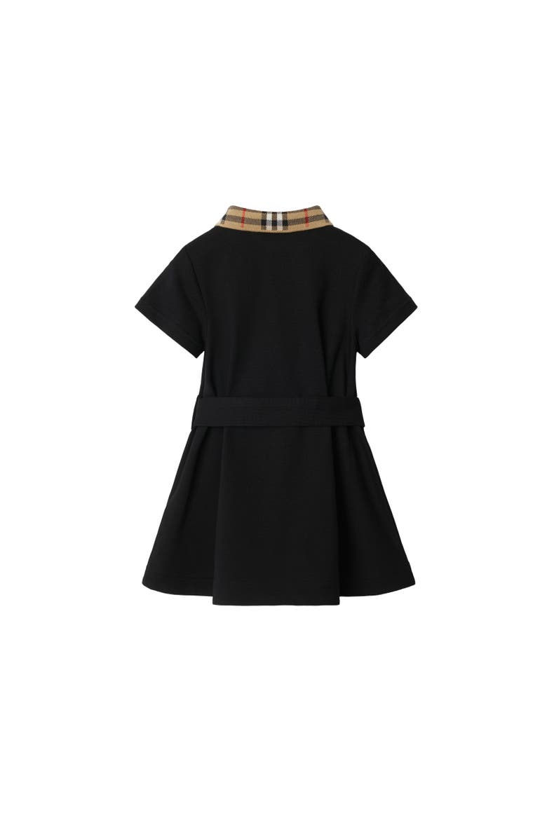 Check Collar Cotton Polo Shirt Dress, Alternate, color, Black