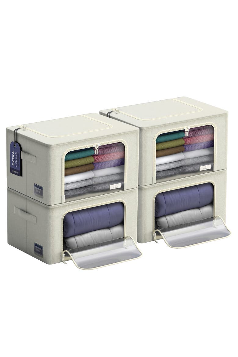 4-Pack Jumbo Foldable Storage Boxes, Alternate, color, BEIGE