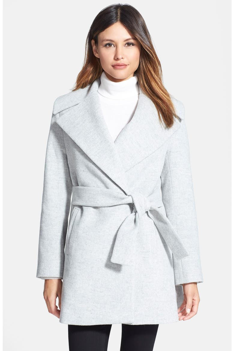'Beverly' Wool & Cashmere Wrap Coat, Main, color, LIGHT GREY