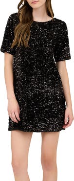 AUGUST SKY Back Bow Sequin Minidress