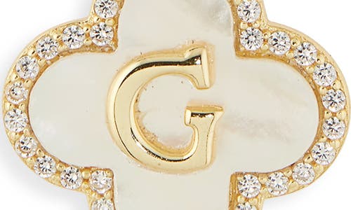 Argento Vivo Sterling Silver Clover Mother-of-pearl Initial Pendant Necklace In Gold