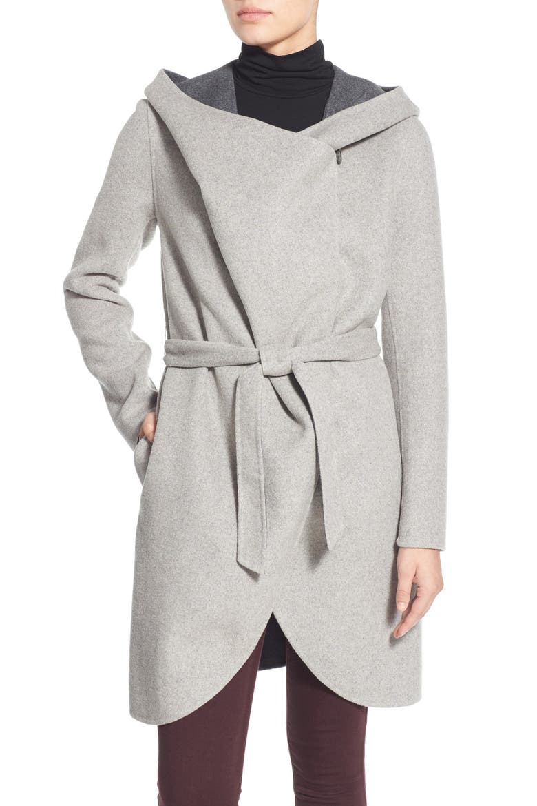 Reversible Double Face Hooded Wrap Jacket, Main, color, ASH/ STORM