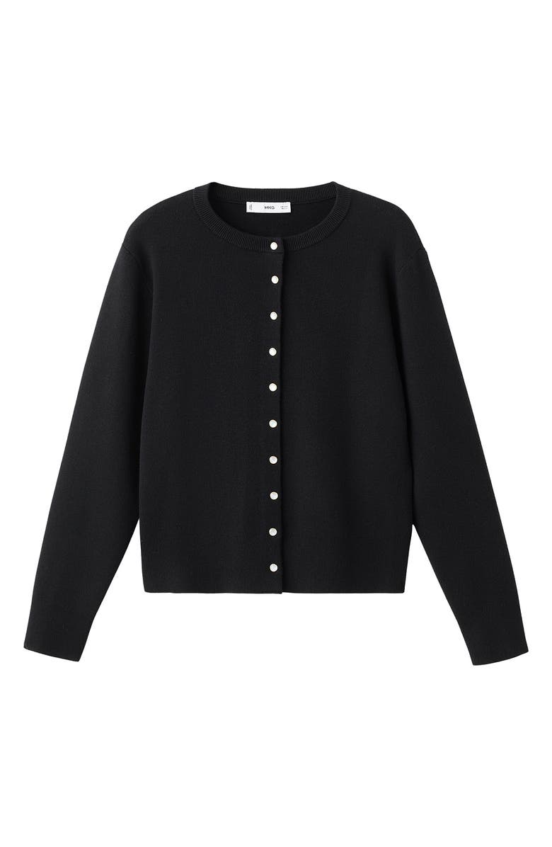 MANGO Crewneck Cardigan, Alternate, color, Black