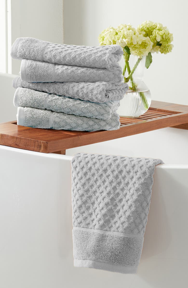Woven & Weft Diamond Textured Single Bath Towel, Alternate, color, Light Gray