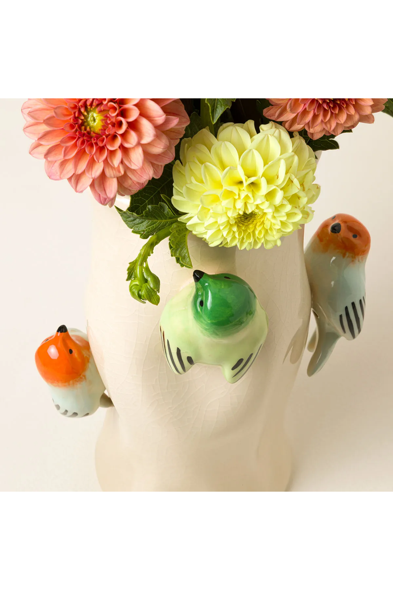 Birds on Log Vase by Country Originals, Alternate, color, Multi