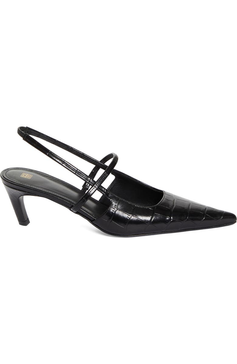 TOTEME Sharp Pointed Toe Croc Embossed Slingback Pump, Alternate, color, Black
