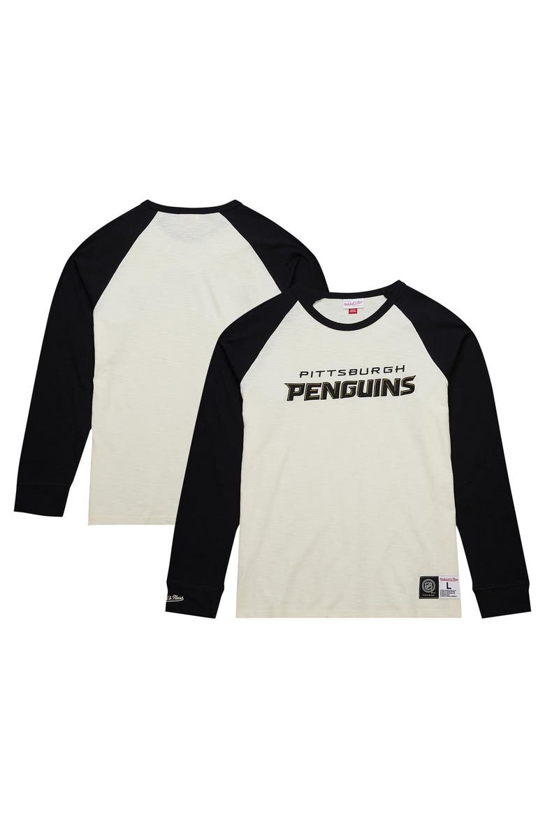 Men's Mitchell & Ness Cream Pittsburgh Penguins Legendary Slub Vintage Raglan Long Sleeve T-Shirt, Main, color, Cream