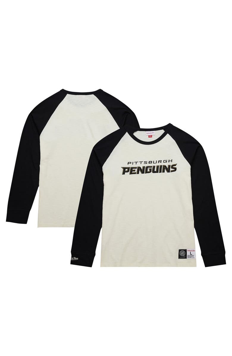 Mitchell & Ness Men's Mitchell & Ness Cream Pittsburgh Penguins Legendary Slub Vintage Raglan Long Sleeve T-Shirt, Main, color, Cream