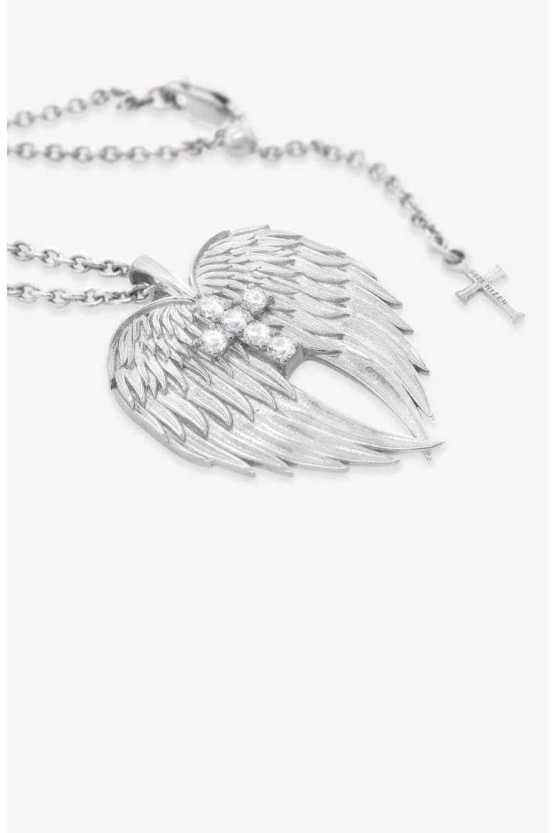 Divine Wings Cross Necklace, Alternate, color, Sterling Silver