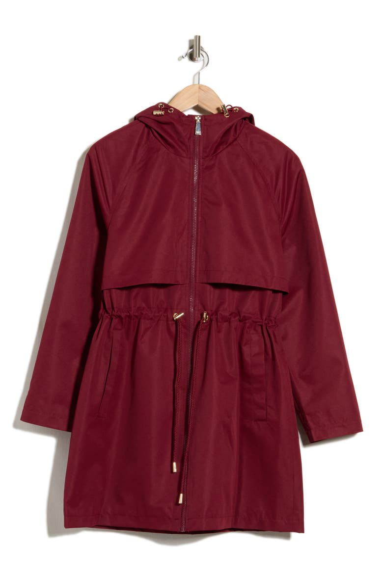 Magic Print Hooded Water Resistant Raincoat, Main, color, RHUBARB JAM