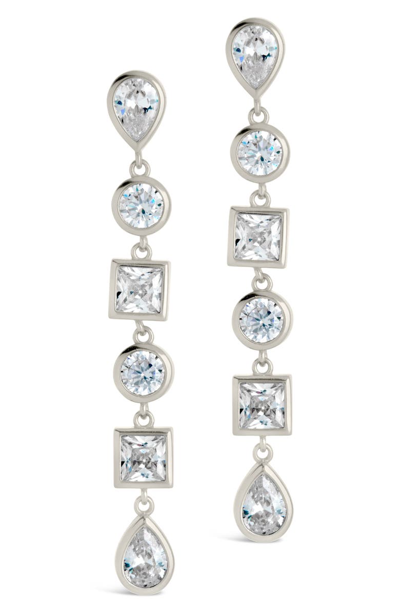 Sterling Forever Ingrid CZ Link Drop Earrings, Alternate, color, Silver