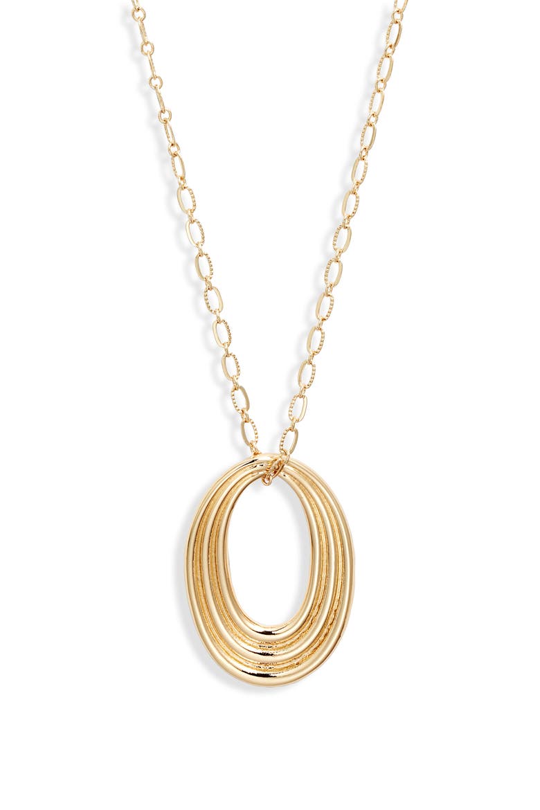 Concentric Circle Pendant Necklace, Main, color, GOLD