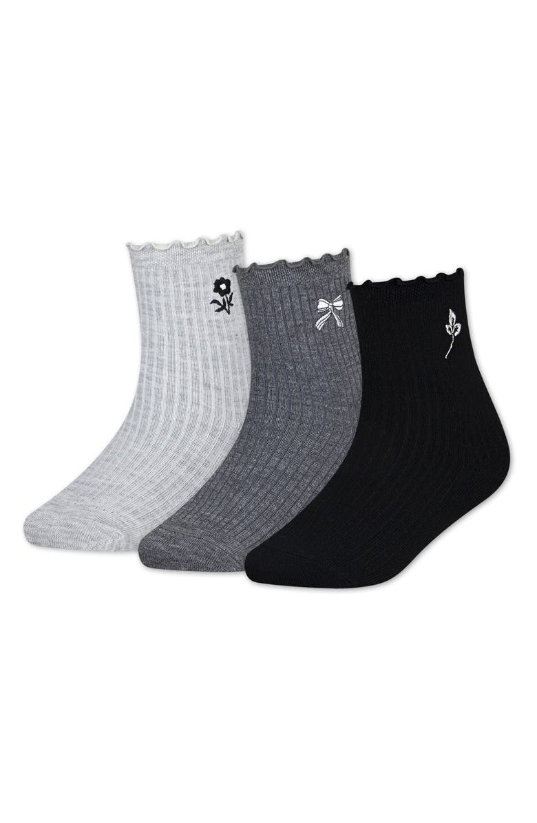 abercrombie kids Kids' Icon Assorted 3-Pack Crew Socks, Main, color, Anf Light Grey Heather