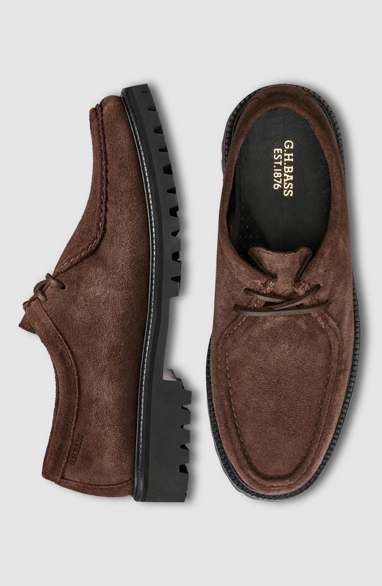 GH Bass Co. Brown Suede Lace Up Mens Size 7.5 Leather Shoes Mens Ranger Camp Moc Boat Shoe Light brown | G.H. Bass main image 2
