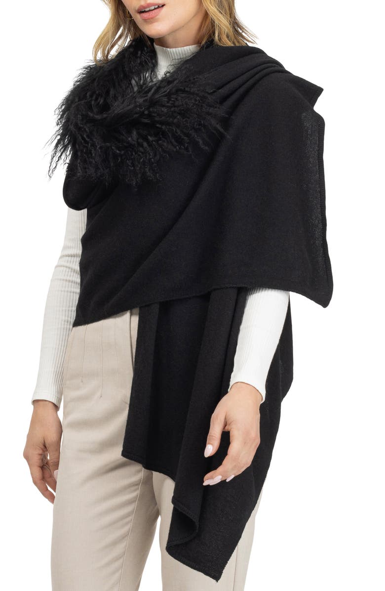 GORSKI Select Cashmere And Merino Wool Blend Vest With Select Genuine Shearling Trim, Alternate, color, Black