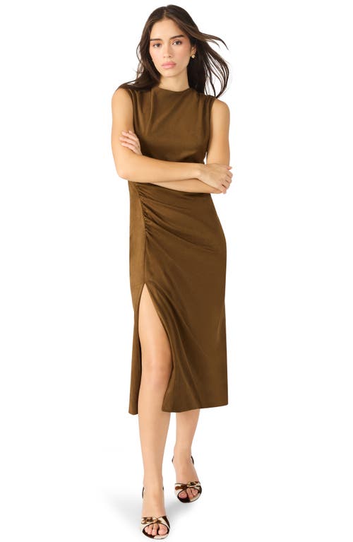 Steve Madden Keegan Sleeveless Gathered Midi Dress In Brown