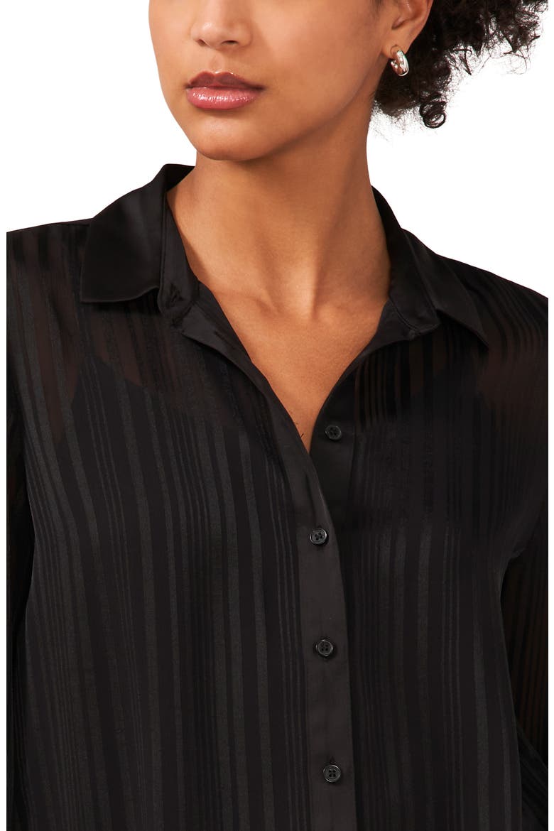 Variegated Tonal Stripe Button-Up Tunic Shirt, Alternate, color, RICH BLACK 060