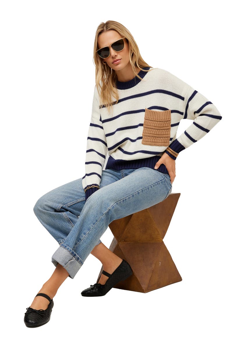 Lucia Crewneck Striped Sweater, Alternate, color, MULTI