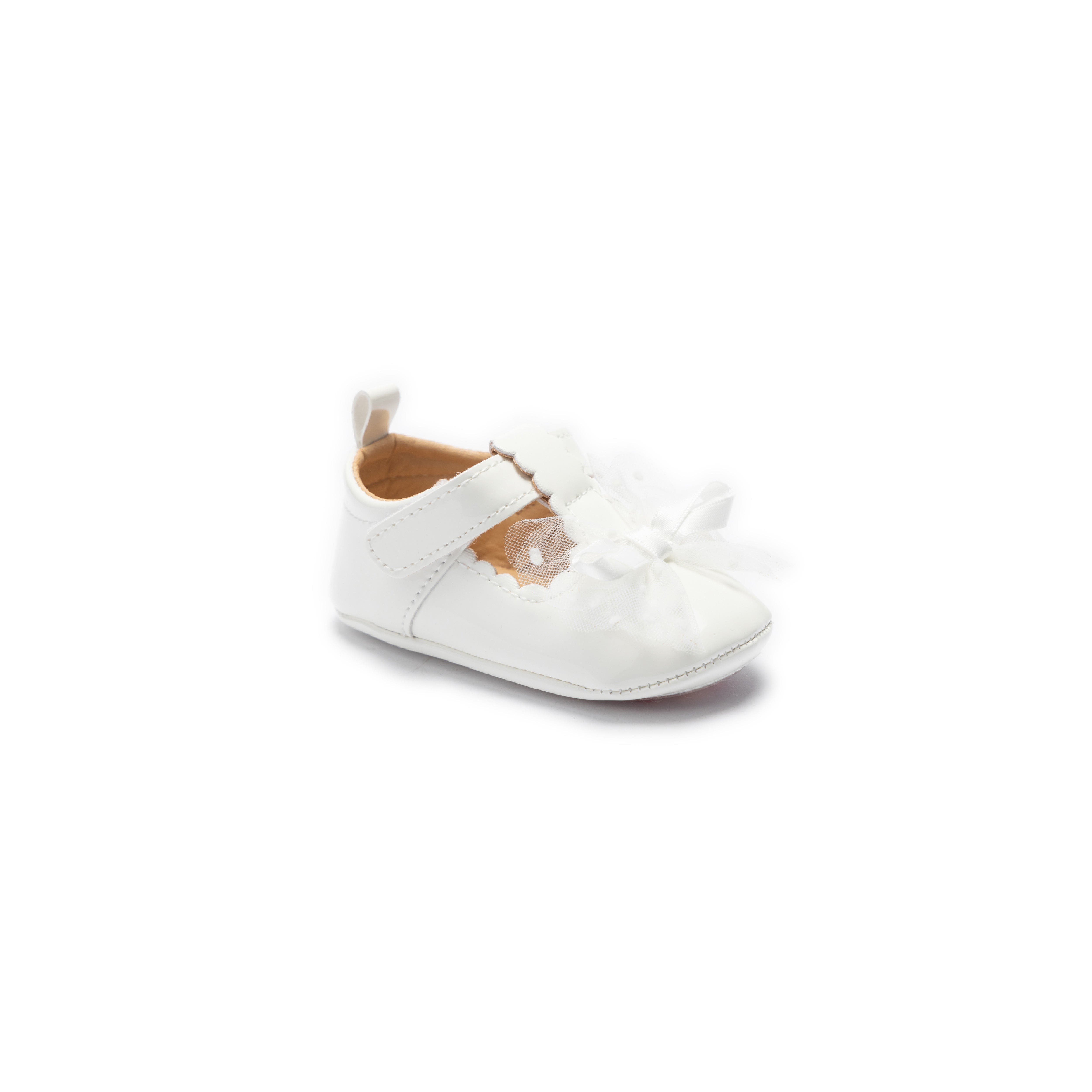 Tulleen Amaris Bow Baby Shoes, Alternate, color, White