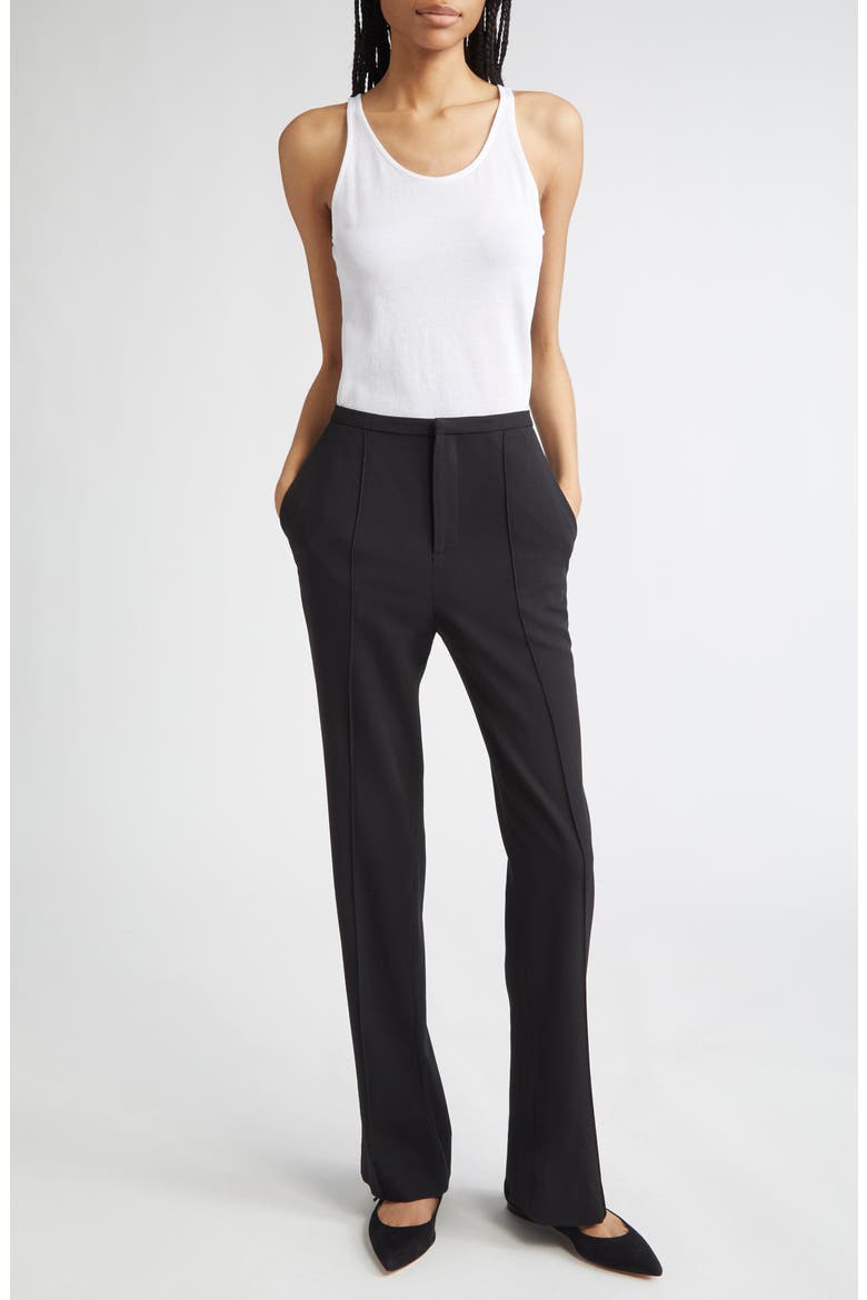 Cora Slim Drapey Organic Wool Trousers, Alternate, color, BLACK