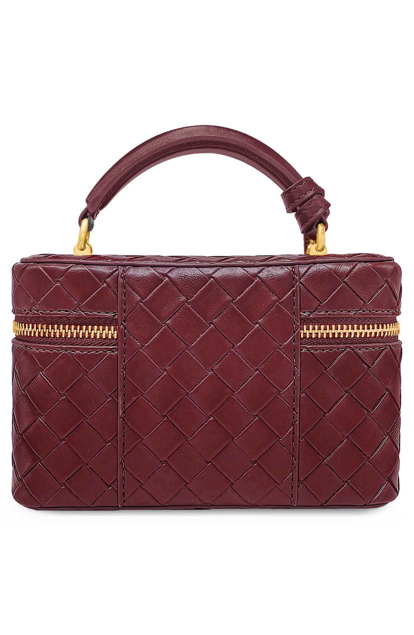 Cleo Woven Faux Leather Top Handle Bag, Alternate, color, CLARET