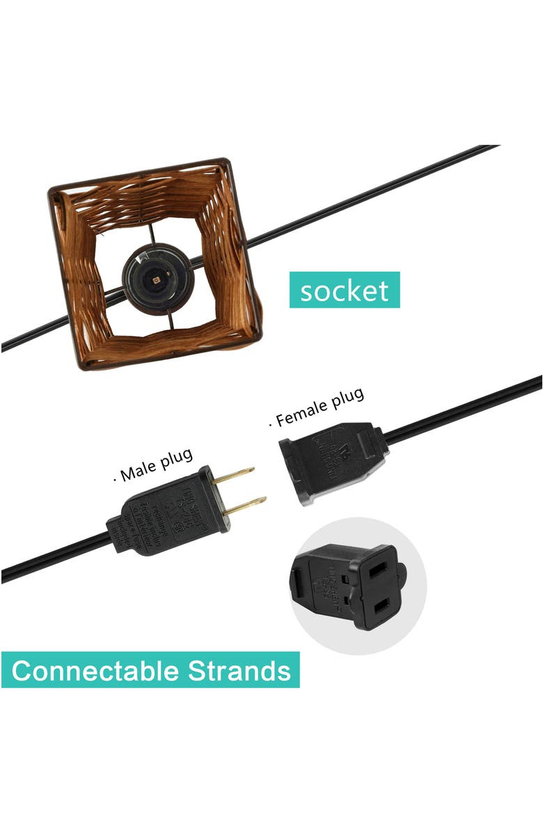 JONATHAN Y Quinn 10-Light Indoor/Outdoor Classic Vintage Incandescent G40 Square Shaded String Lights, Alternate, color, Brown