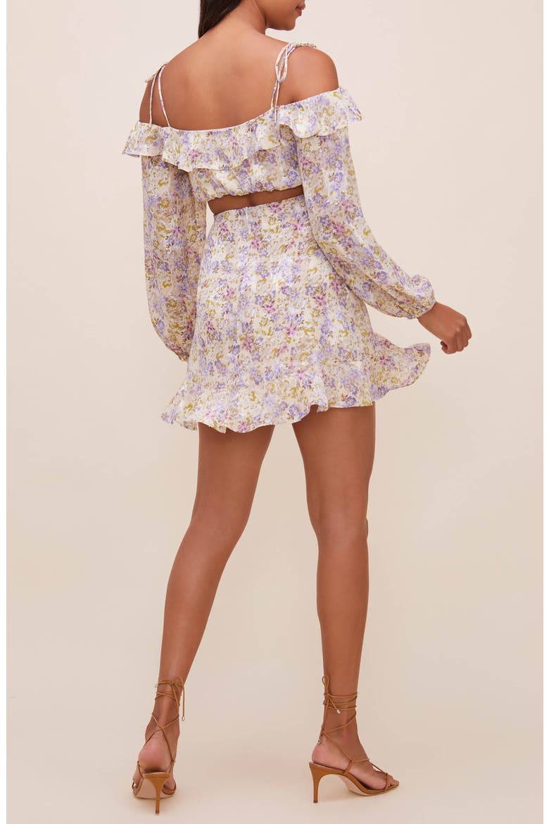 Anastasia Long Sleeve Cutout Minidress, Alternate, color, IVORY LILAC FLORAL