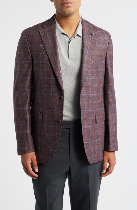 McAllen Red Plaid Soft Constructed Wool & Silk Blend Sport Coat
