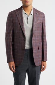 Jack Victor McAllen Red Plaid Soft Constructed Wool & Silk Blend Sport Coat