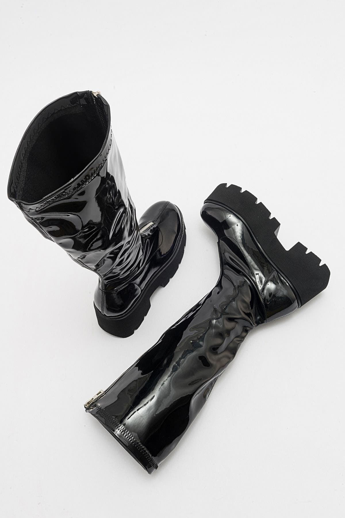 Amaronte Chunky Boot, Alternate, color, Black Patent Faux Leather