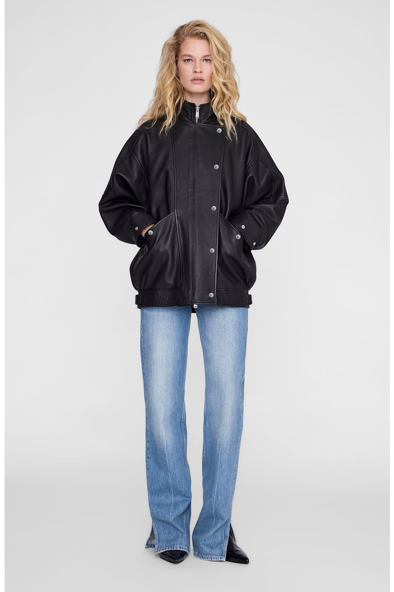 Sandy Leather Jacket, Alternate, color, Black