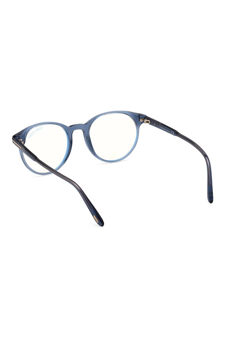 49mm Round Blue Light Blocking Glasses, Alternate, color, SHINY BLUE / BLUE BLOCK