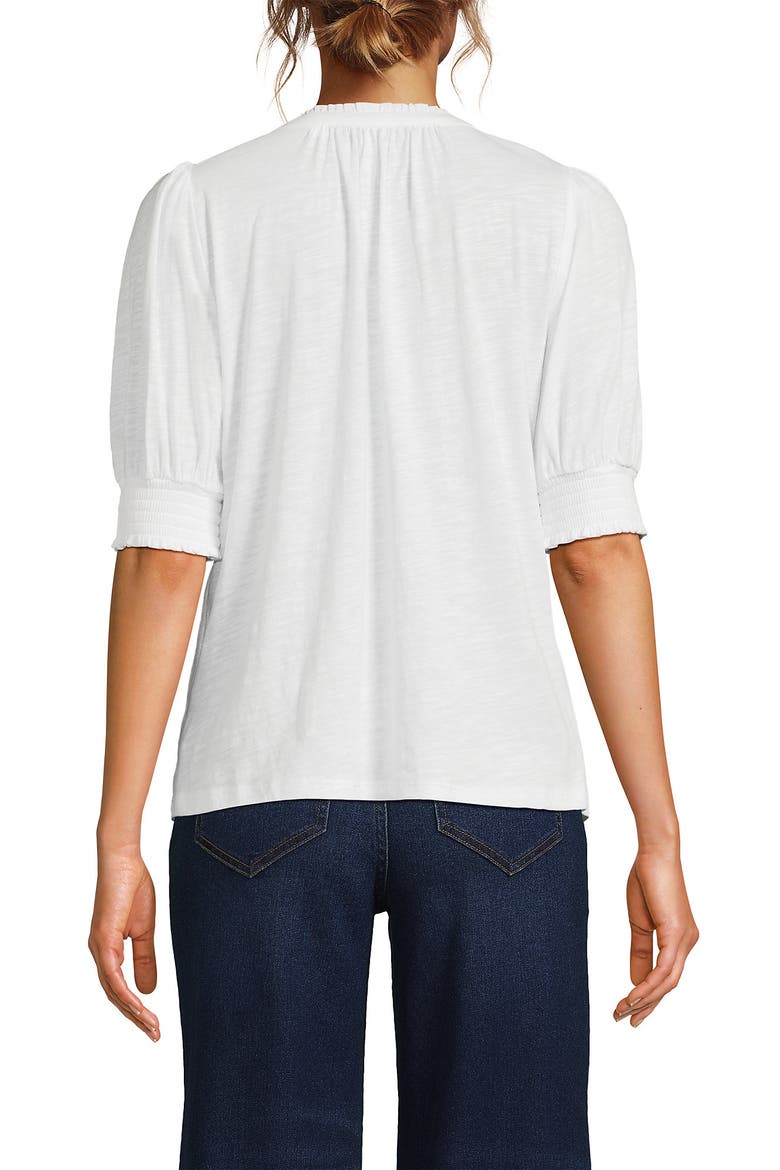 Button Pintuck Puff Sleeve Top, Alternate, color, White