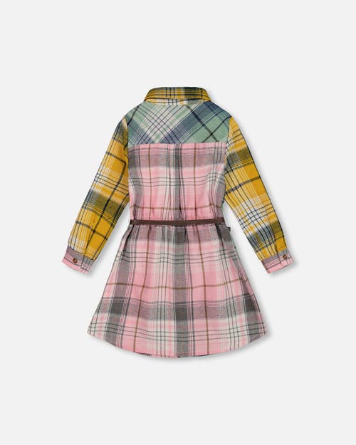 Deux Par Deux Shirt Dress With Belt In Multi