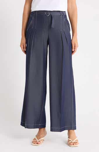 Topstitched Wide Leg Pants