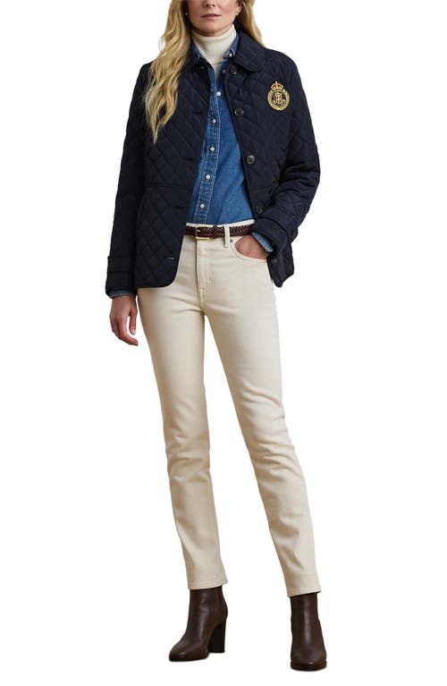 Ralph Lauren Lauren  Crested Quilted Jacket In Blue