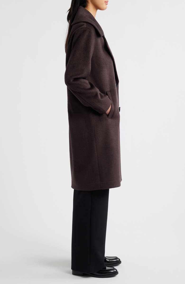 Bernardo Double Breasted Knit Coat, Alternate, color, Seal Brown