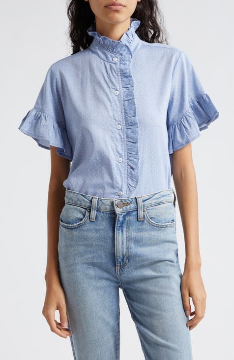 Vanessa Ruffle Detail Cotton Blouse