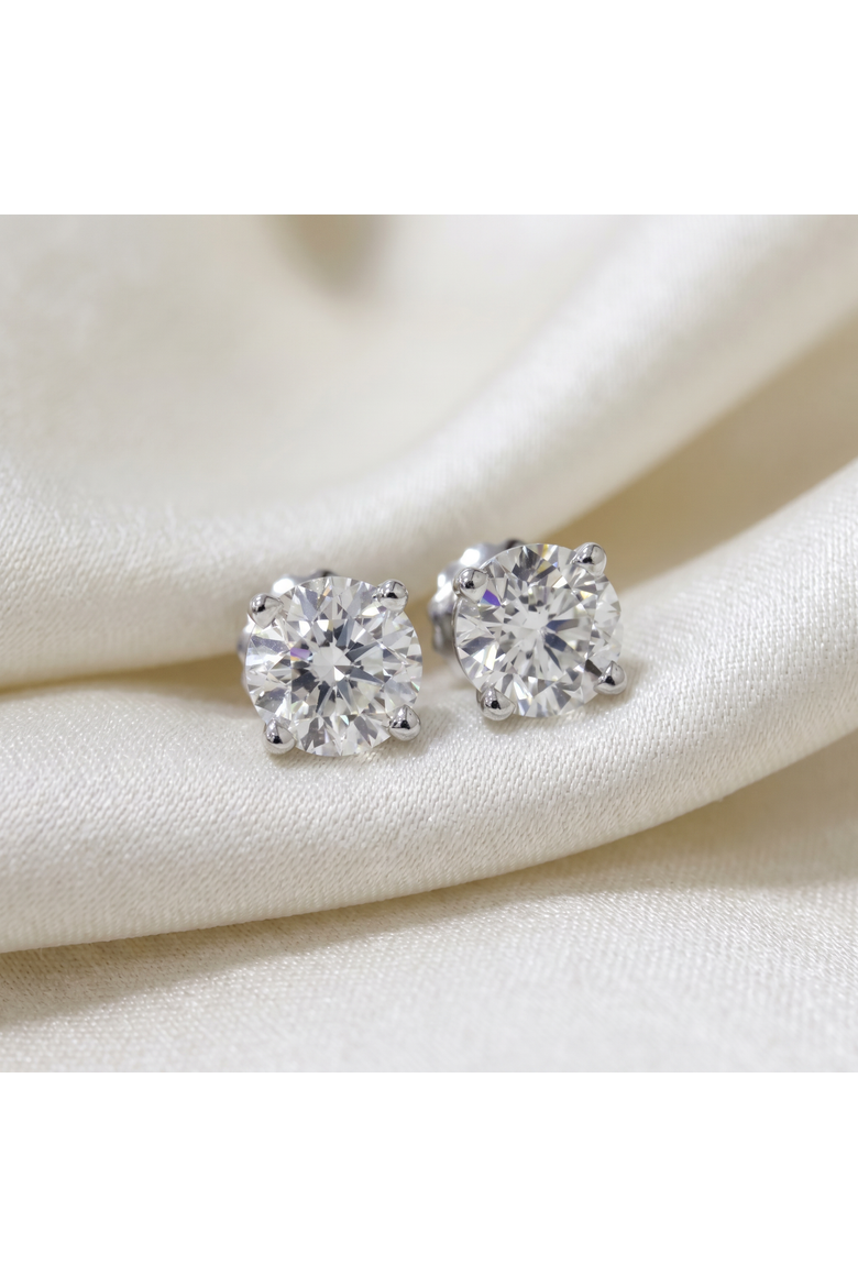 3 Cttw Diamond Studs With Screw Backs 14k Gold Lab Grown, Alternate, color, 14k White Gold