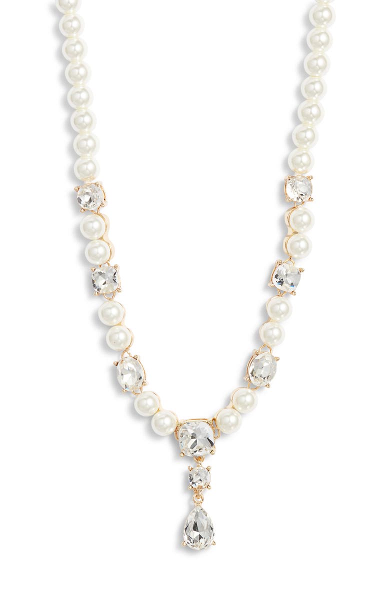 Nordstrom Faux Pearl Collar Necklace, Main, color, Clear- White- Gold