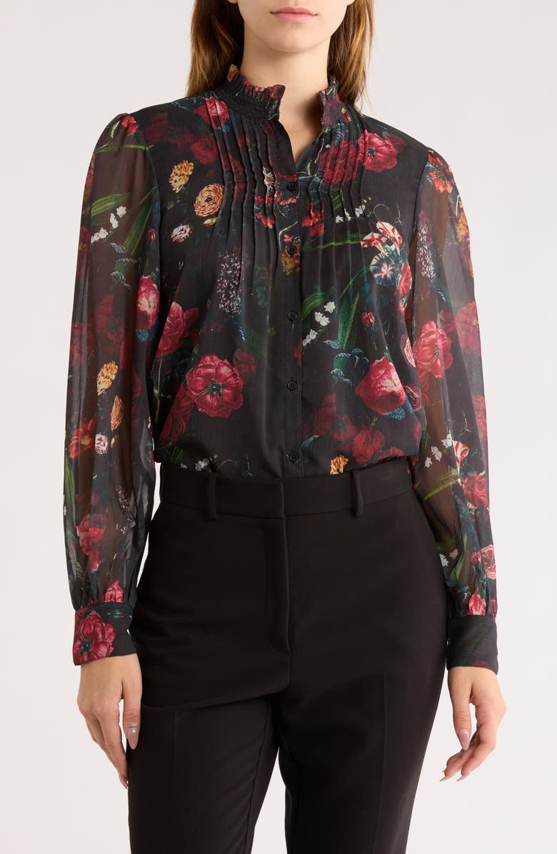 AREA STARS Ada Pleated Long Sleeve Top, Main, color, 