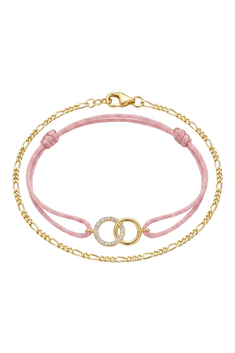 Set of 2 Friendship Bracelets, Alternate, color, GOLD/ PINK
