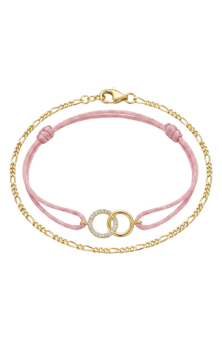 ARGENTO VIVO Set of 2 Friendship Bracelets, Alternate, color, Gold/ Pink