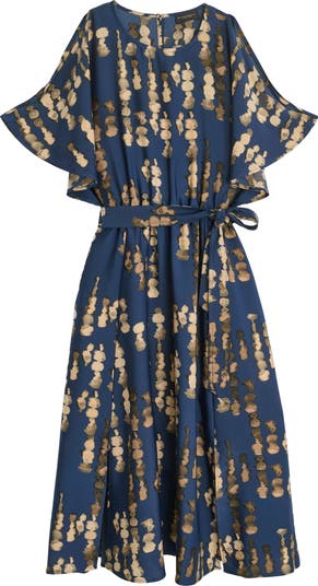 【Donna Karan New York】Printed Mock-Neck Midi Dress Donna Karan New York Women's Printed Mock-Neck Midi Dress