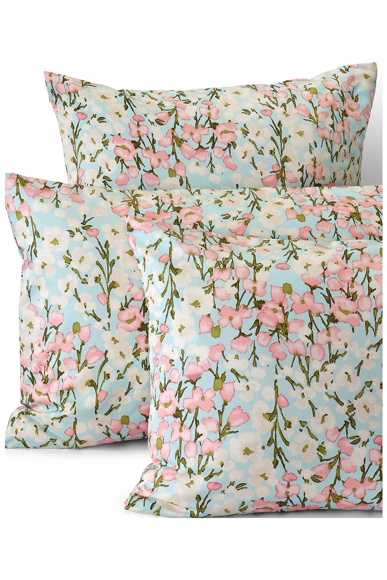 700 Thread Count Luxe Sateen Egyptian Cotton No Iron Bed Pillow Sham, Main, color, Aqua Breeze Floral