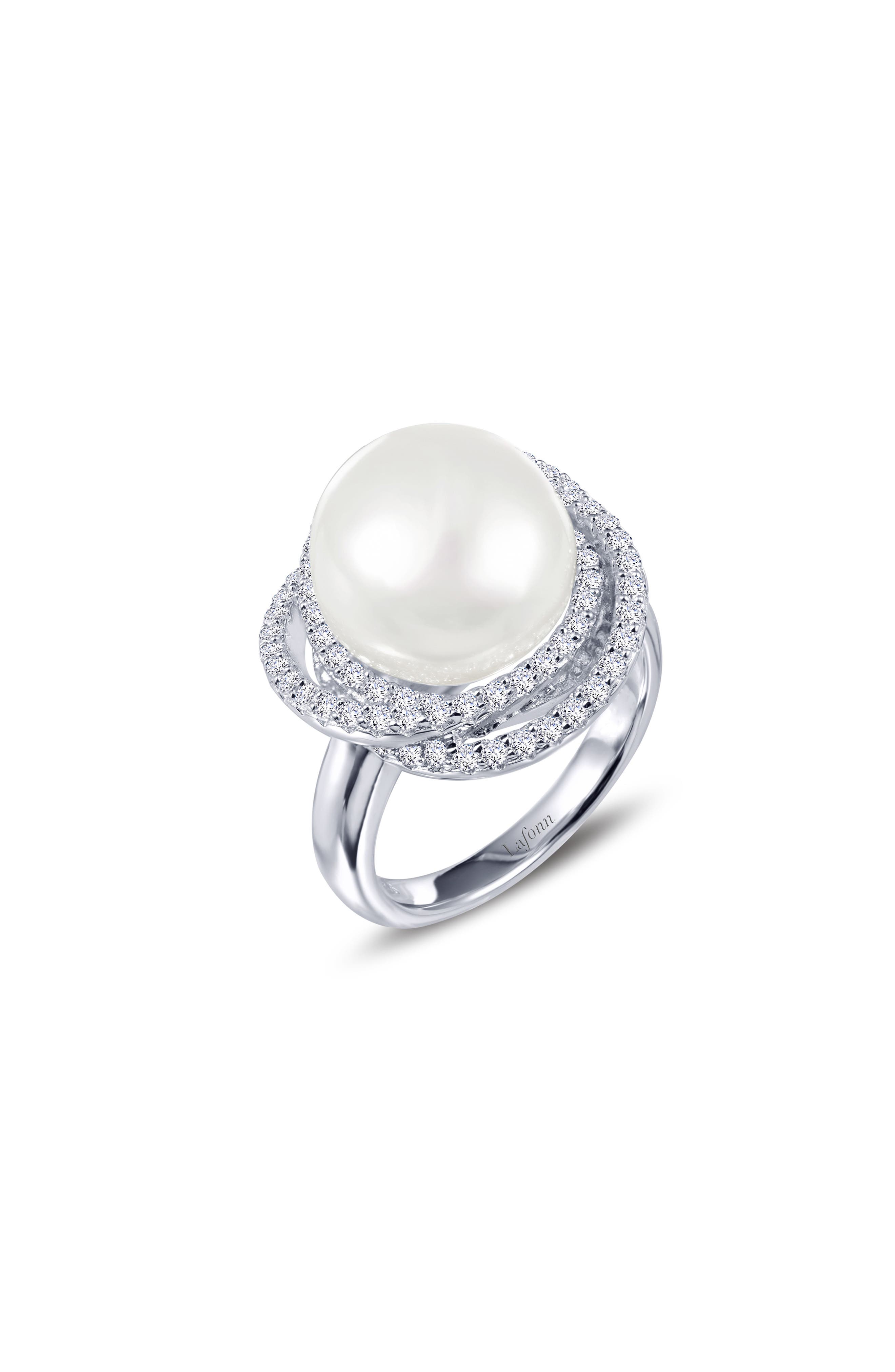 Simulated Pearl & Simulated Diamond Knot Ring