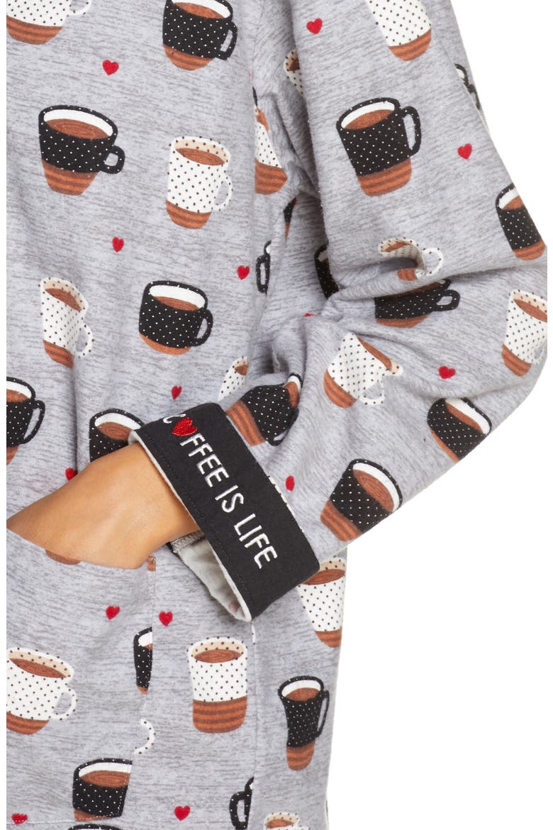 Print Flannel Pajamas, Alternate, color, HEATHER GREY