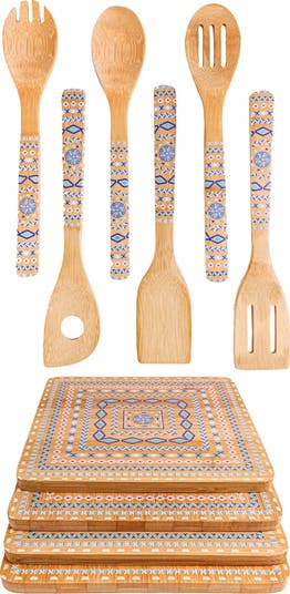 10-Piece Bamboo Utensil & Trivet Set
